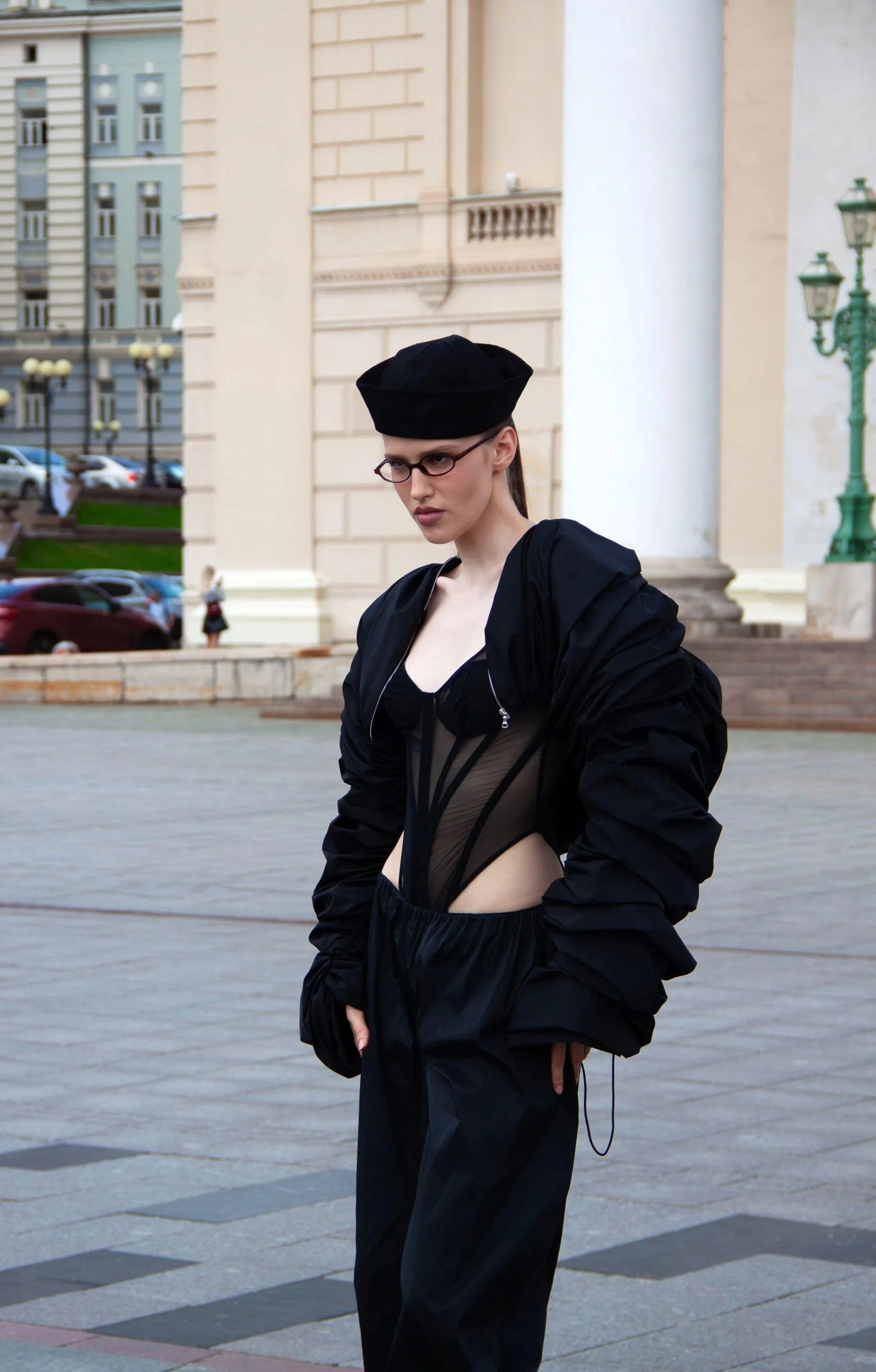 corset bodysuit with sleeves