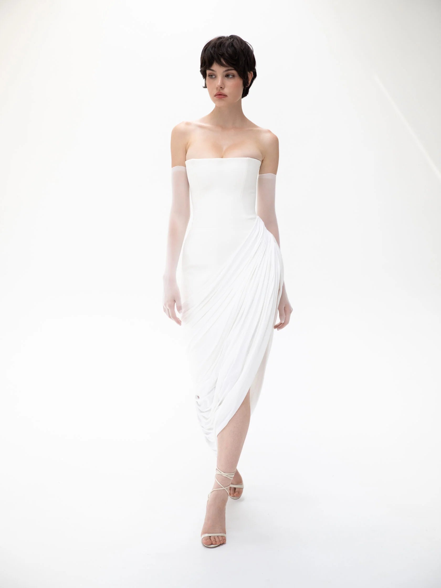 Corset dress with draping