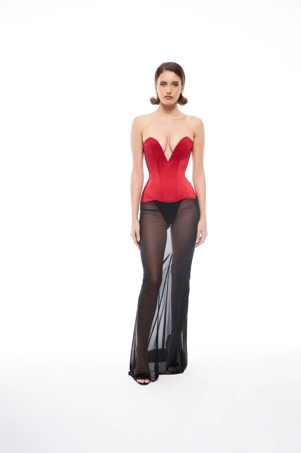 V-neck Corset Satin