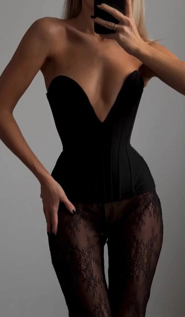 Corset made of Italian fabric with V-neck