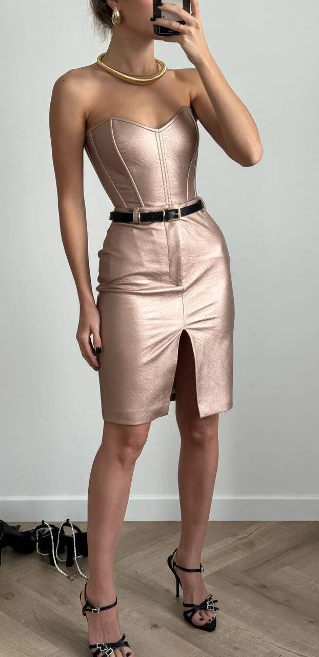 Corset made of eco-leather bronze limited collection